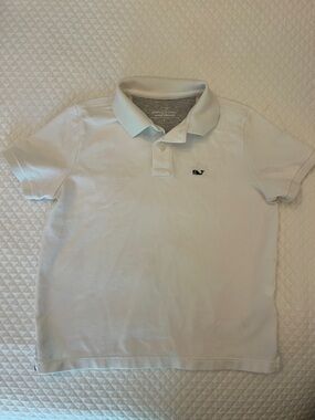 Vineyard Vines White Kids Polo with Navy Whale Embroidery